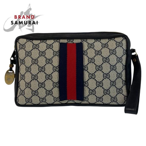 美品 GUCCI グッチ クラッチバッグ シェリーライン ggキャンバス 金具 GUCCI グッチ GGキャンバス シェリーライン ショルダーバッグ