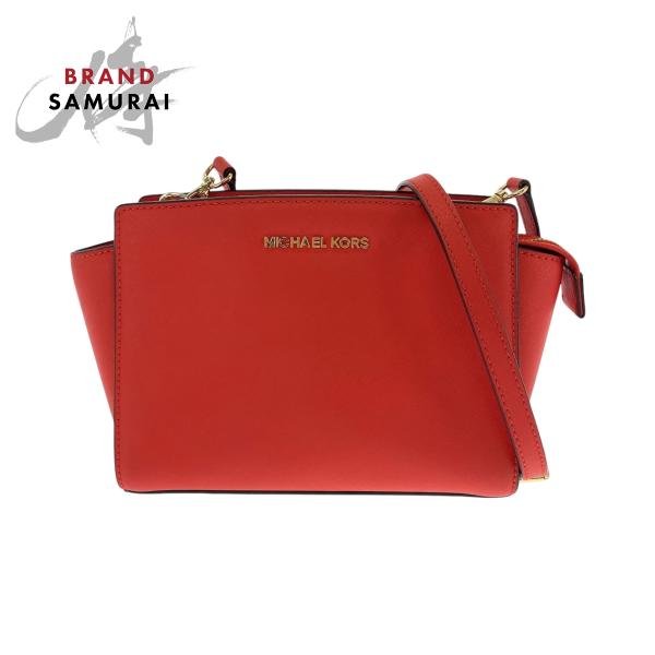 超美品 Michael Kors マイケルコース ロゴ レッド ゴールド金具 PVC 30T3GLMM2L ショルダーバッグ 斜め掛け レディース 502751 【中古】 MICHAEL KORS（マイケルコース） 超美品 ロゴ レッド ゴールド金具 PVC