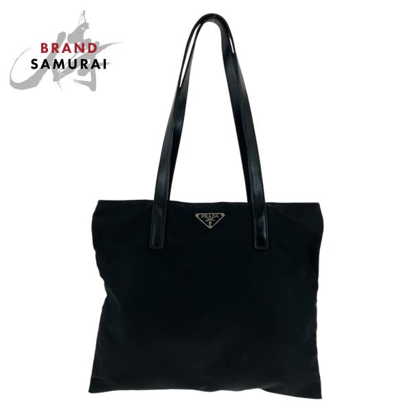 【人気モデル・美品】プラダ☆トートバッグ 三角プレート ナイロン テスート ミニ 美品 PRADA プラダ テスート 三角ロゴプレート ブラック 黒 シルバー