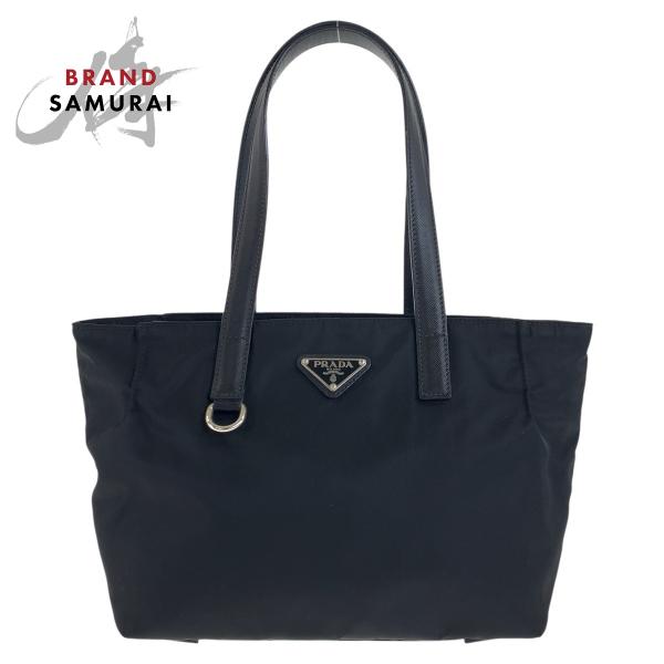 美品】PRADA 三角ロゴ トートバッグ レザー スカル 黒（三角ロゴ