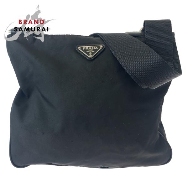 PRADA プラダ テスート 三角ロゴプレート ブラック 黒 シルバー