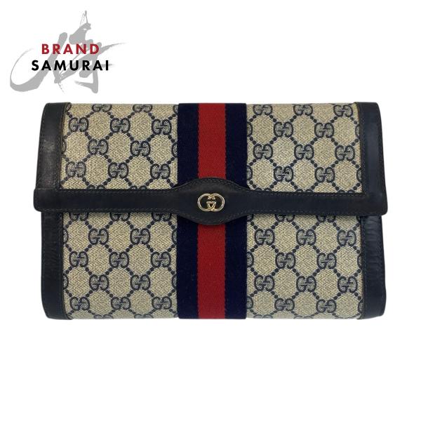 GUCCI 美品 グッチ シェリーライン グレー ネイビー GG