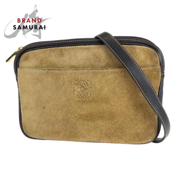 LOEWE ロエベ ヴィンテージ アナグラム ブラウン スウェード/レザー  