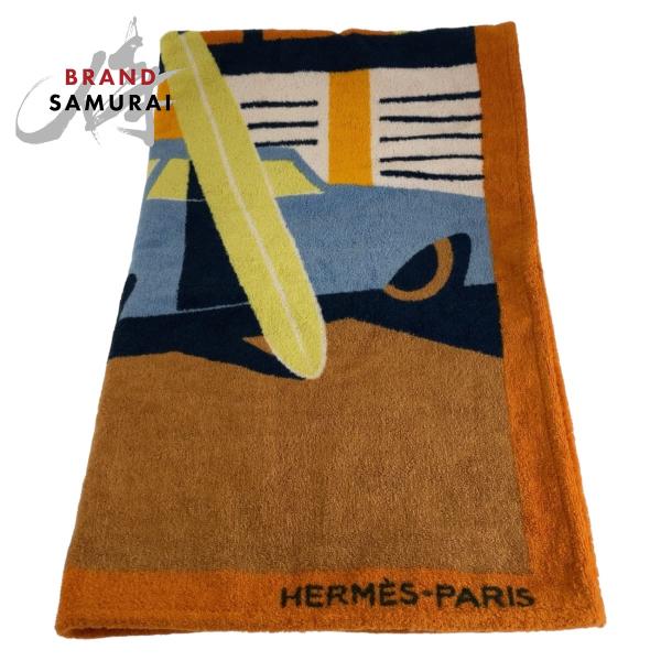 HERMES（エルメス） 美品 アプレ ラ ヴァーグ ビーチタオル オレンジ