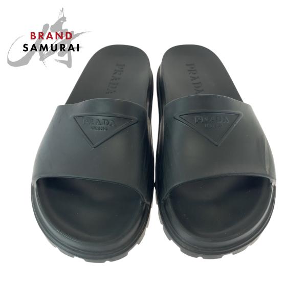 PRADA プラダ スライドサンダル ロゴ 25-26cmくらい ブラック