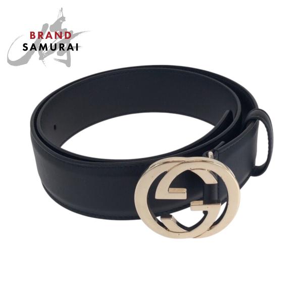 Gucci ブラックレザーベルト 370543 グッチ GUCCI GGレザー ベルト Gバックル 370543 ブラック