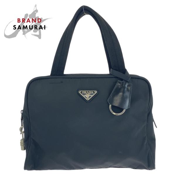 PRADA 美品 プラダ テスート 三角ロゴプレート ブラック 黒