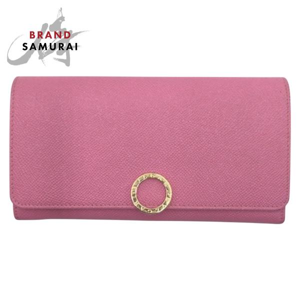 ブルガリ/ BVLGARI ピンク 長財布☆箱*保証書付き☆ロゴクリップ BVLGARI（ブルガリ） 美品 ビーゼロ ピンク ゴールド金具 レザー 長