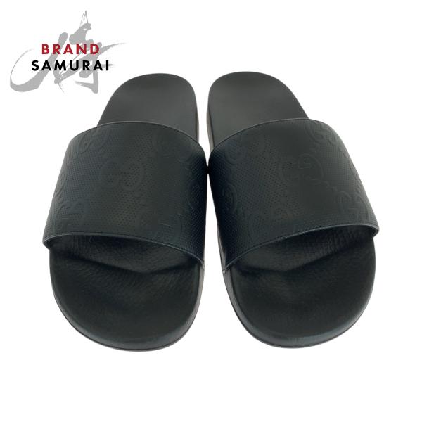 【9/10までの出品】《新品》GUCCI グッチ スライドサンダル GUCCI 新品未使用 グッチ スライドサンダル サイズ9 ブラック ラバー