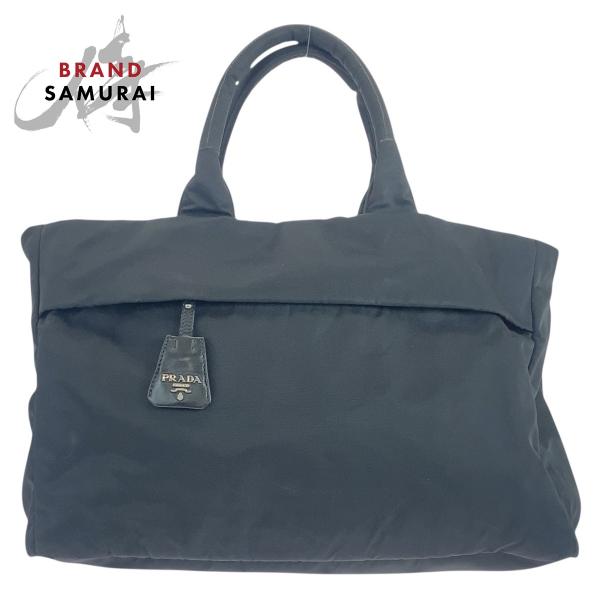 PRADA（プラダ） テスート 三角ロゴプレート ブラック 黒 シルバー金具