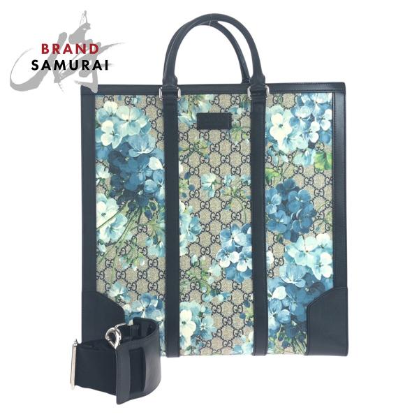 グッチ ブルームス トートバッグ GGスプリーム ブルー GUCCI 美品 グッチ GGブルームス ネイビー GGスプリーム