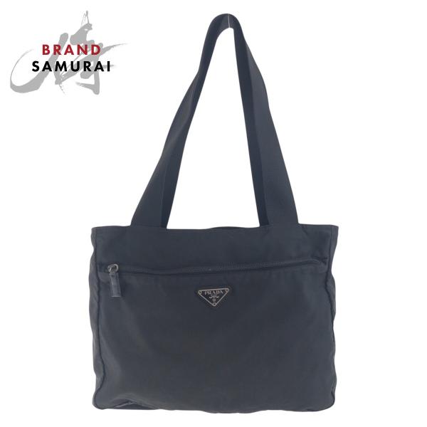 PRADA プラダ テスート 三角ロゴプレート ブラック 黒 シルバー金具