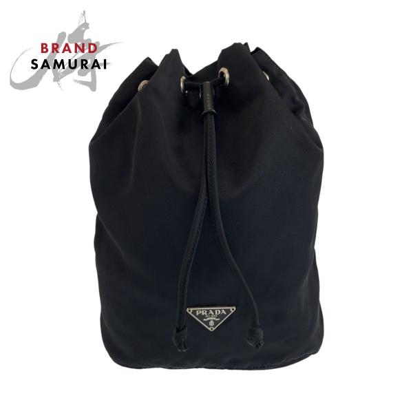 PRADA 美品 プラダ テスート 三角ロゴプレート ブラック 黒