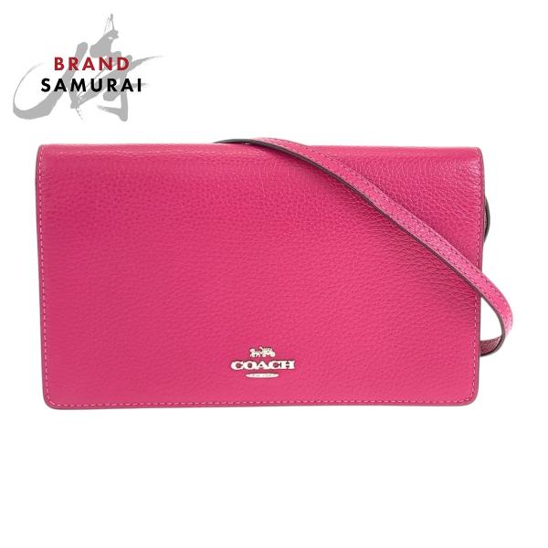 コーチ COACH ショルダーウォレット 長財布 チェーンショルダー ピンク COACH 美品 コーチ ピンク シルバー金具 レザー F30256
