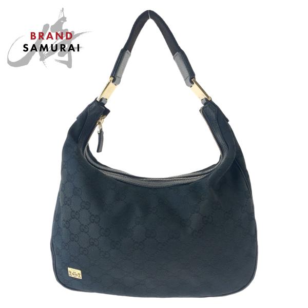 美品✨グッチ ワンショルダー ホーボー ロゴ金具 肩掛け オールレザー ブラック loopinc2019ys_504709