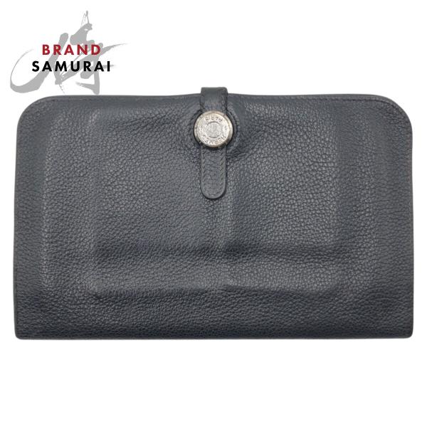 HERMES エルメス ドゴンGM ブラック 黒 トリヨンクレマンス 長財布  