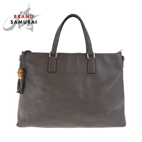GUCCI（グッチ） 美品 バンブー ブラウン ゴールド金具 レザー 365345