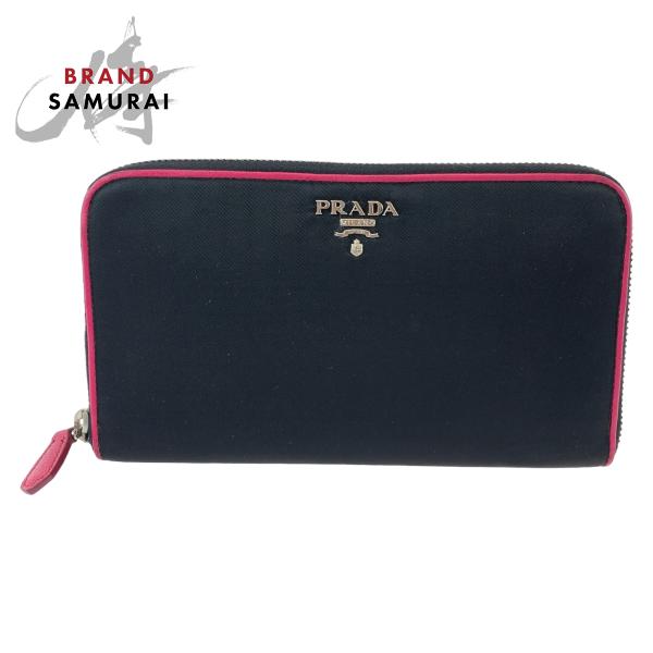 PRADA 美品 プラダ テスート ブラック ピンク シルバー金具 ナイロン  