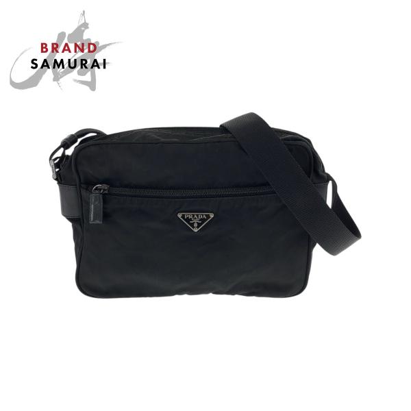 PRADA（プラダ） テスート 三角ロゴプレート ブラック 黒 シルバー金具
