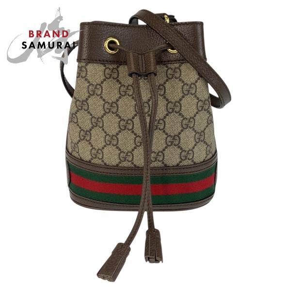美品 GUCCI グッチ オフィディア タッセル ブラウン ゴールド金具 GGスプリームキャンバス /レザー 550620 ショルダーバッグ ポシェット 巾着 レディース 505290 【中古】 loopinc2019ys_505290