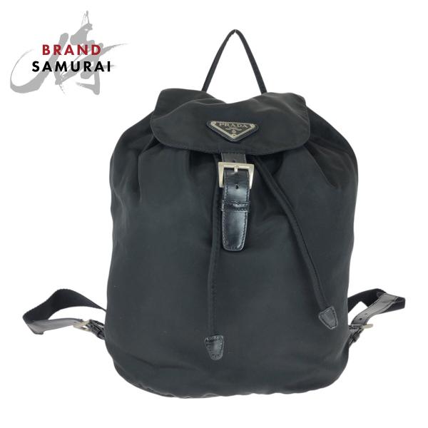 PRADA プラダ テスート 三角ロゴプレート ブラック 黒 シルバー