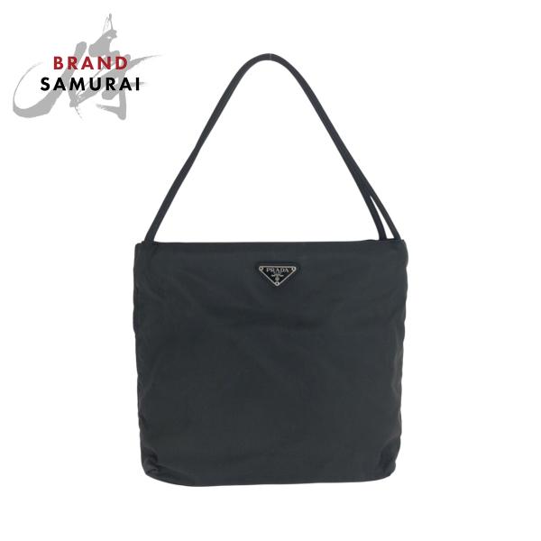 PRADA（プラダ） テスート 三角ロゴプレート ブラック 黒 シルバー金具