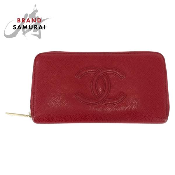 CHANEL（シャネル） 美品 ココマーク レッド ゴールド金具 レザー 長