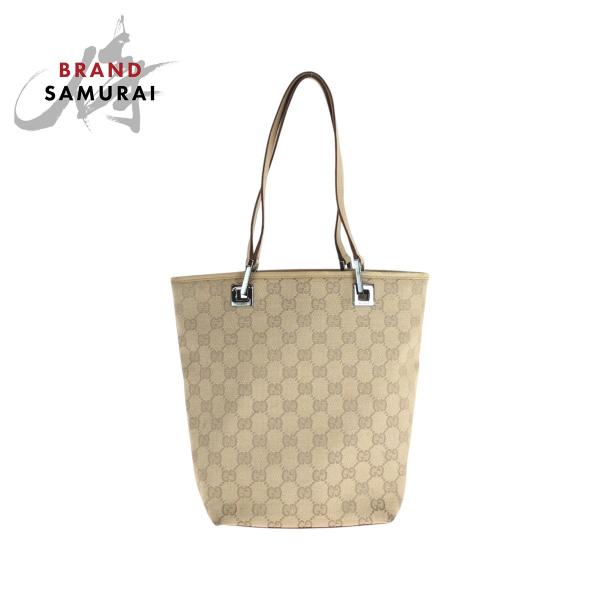 GUCCI（グッチ） 美品 ベージュ ブラウン シルバー金具 GGキャンバス