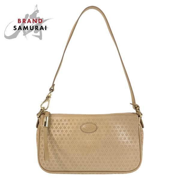 美品 TOD’S トッズ ベージュ ゴールド金具 レザー ショルダーバッグ アクセサリーポーチ レディース 506444 【中古】 美品 TOD'S トッズ ベージュ ゴールド金具 レザー ショルダーバッグ