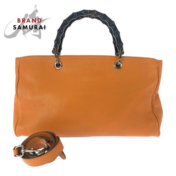 GUCCI（グッチ） 美品 バンブー 2way オレンジ ゴールド金具 レザー