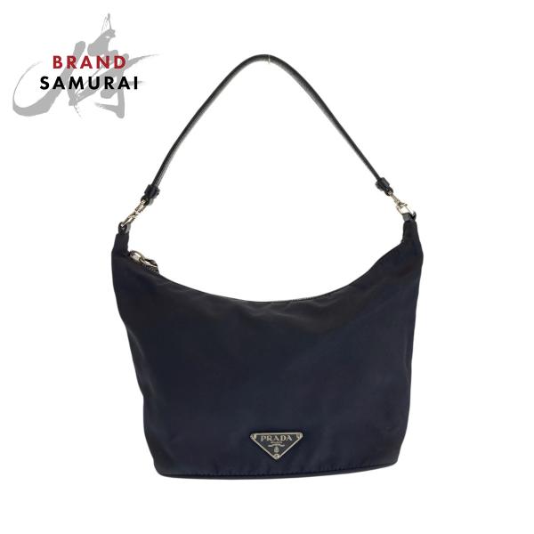 PRADA（プラダ） テスート 三角ロゴプレート ブラック 黒 シルバー金具