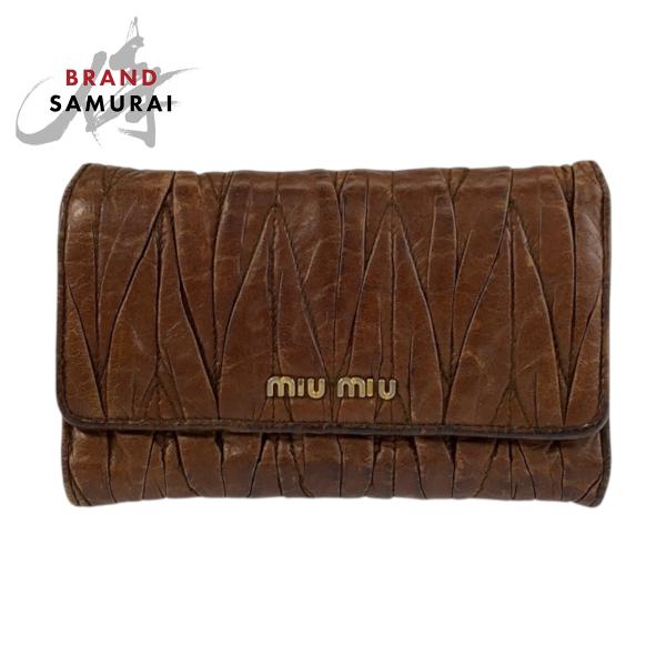 miu miu（ミュウミュウ） マテラッセ ブラウン ゴールド金具 レザー
