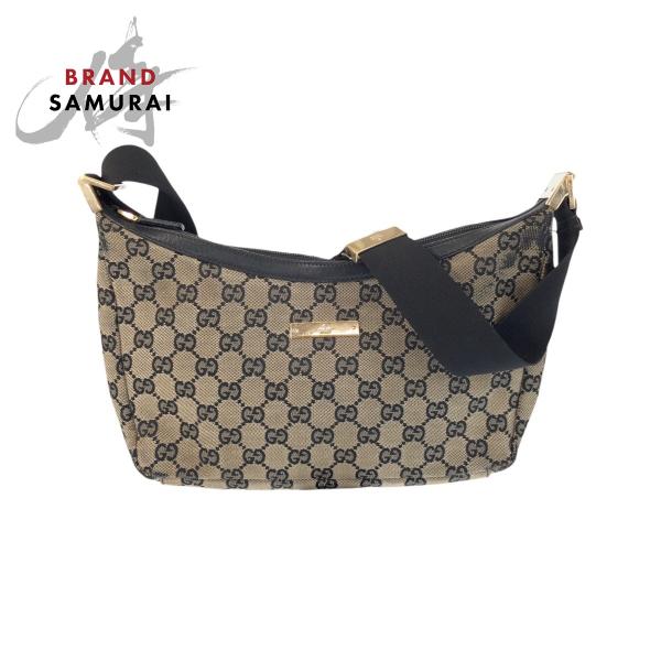グッチ　ハンドバッグ 肩掛け GGキャンバス レザー ゴールド金具 92734 GUCCI（グッチ） ベージュ ブラック ゴールド金具 GGキャンバス/レザー