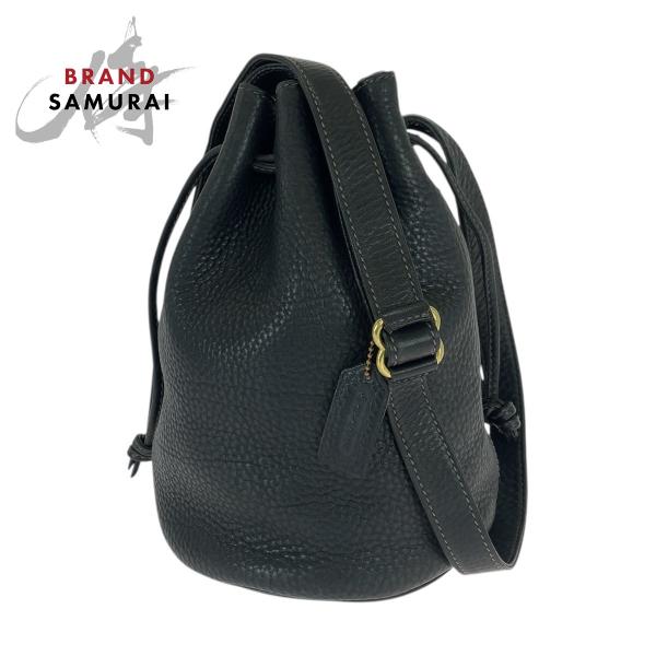 COACH　オールドコーチ　グローブレザーショルダーバッグ　巾着　USA製 COACH（コーチ） 美品 ヴィンテージ オールドコーチ 巾着 ブラック 黒
