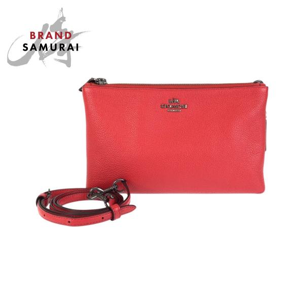 【極美品】コーチ 6348 ソーホー ワンハンドバッグ レザー キャンバス 赤 COACH（コーチ） レイラ レッド 赤 ガンメタ金具 レザー F38273
