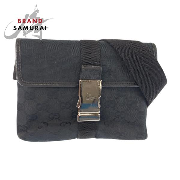 GUCCI ボディバッグ GUCCI（グッチ） ブラック 黒 シルバー金具 GGキャンバス/レザー