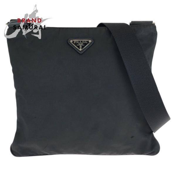 PRADA プラダ サフィアーノ テスート 三角ロゴプレート ブラック ナイロン PRADA（プラダ） 美品 テスート サフィアーノ 三角ロゴプレート