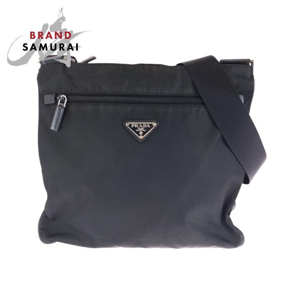 PRADA（プラダ） テスート 三角ロゴプレート ブラック 黒 シルバー金具