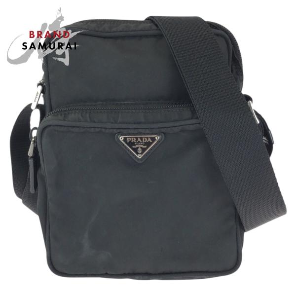 PRADA（プラダ） テスート 三角ロゴプレート ブラック 黒 シルバー金具