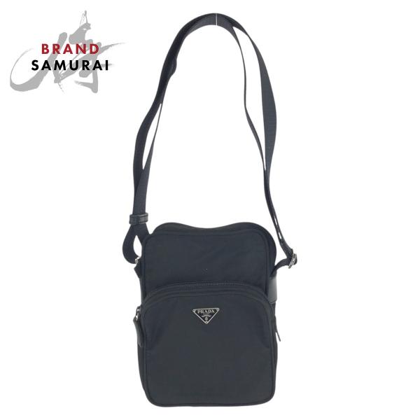 プラダ　PRADA　ボディバッグ　テスートナイロン　三角プレート　黒 PRADA（プラダ） テスート 三角ロゴプレート ブラック 黒 シルバー金具