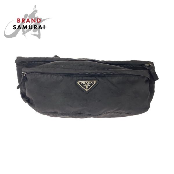 PRADA（プラダ） テスート 三角ロゴプレート ブラック 黒 シルバー金具