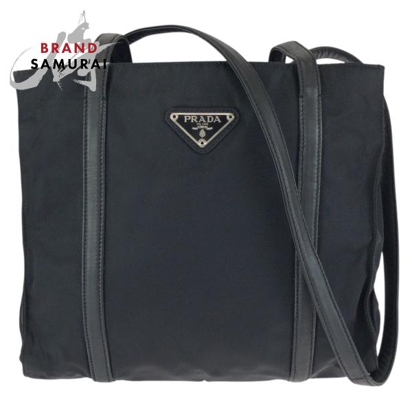 PRADA（プラダ） テスート 三角ロゴプレート ブラック 黒 シルバー金具