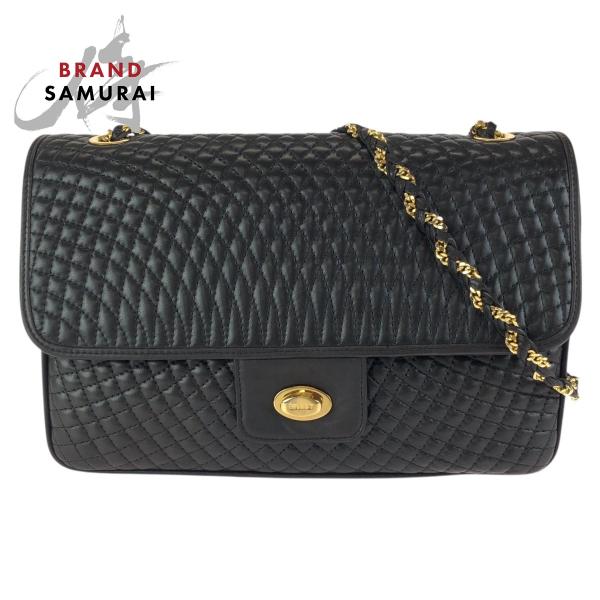 BALLY バリー ヴィンテージ キルティングショルダーバッグ ゴールドチェーン Bally（バリー） 美品 ヴィンテージ キルティング ブラック 黒