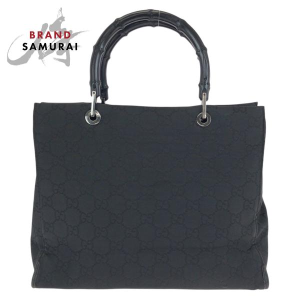 Gucci ブラック　ハンドバッグ GUCCI（グッチ） バンブー ブラック 黒 シルバー金具 ナイロン 002