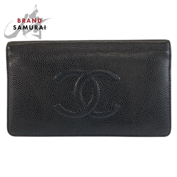 CHANEL（シャネル） 美品 ココマーク ブラック 黒 レザー 長財布