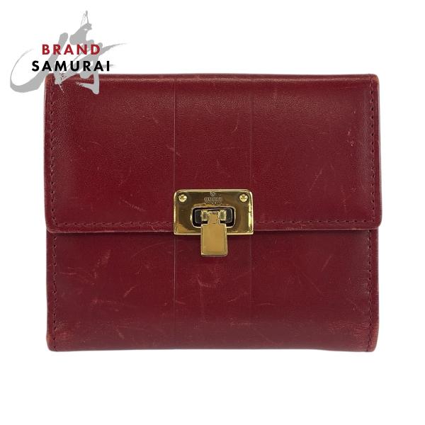 GUCCI（グッチ） レッド ゴールド金具 レザー 92717 折財布 コンパクト