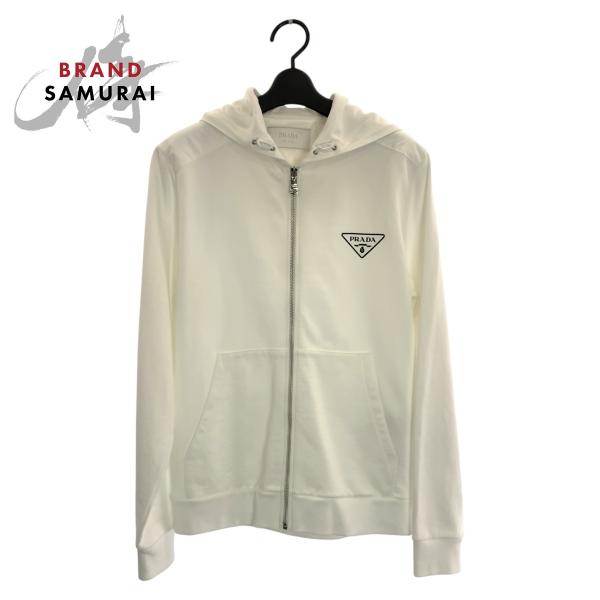PRADA プラダ サイズXS ホワイト コットン /ナイロン ジップアップパーカー フーディ メンズ 602708 【中古】 PRADA（プラダ） サイズXS ホワイト コットン/ナイロン ジップアップ