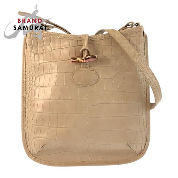 LONGCHAMP（ロンシャン） 美品 型押し ベージュ レザー 2210158133