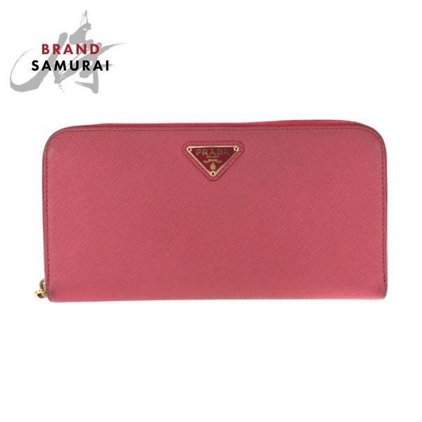PRADA（プラダ） サフィアーノ 三角ロゴプレート ピンク ゴールド金具
