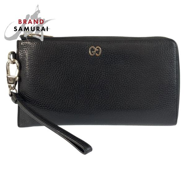 GUCCI グッチ GGメタル ブラック 黒 シルバー金具 レザー 597577 長財布 リストウォレット メンズ 602949 【中古】 GUCCI（グッチ） GGメタル ブラック 黒 シルバー金具 レザー 597577 長